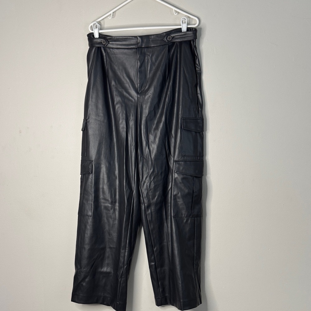 A new day - Black faux Leather Cargo Pants